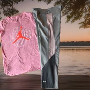 JORDAN NIKE Girls size L XL T SHIRT CAPRIS OUTFIT